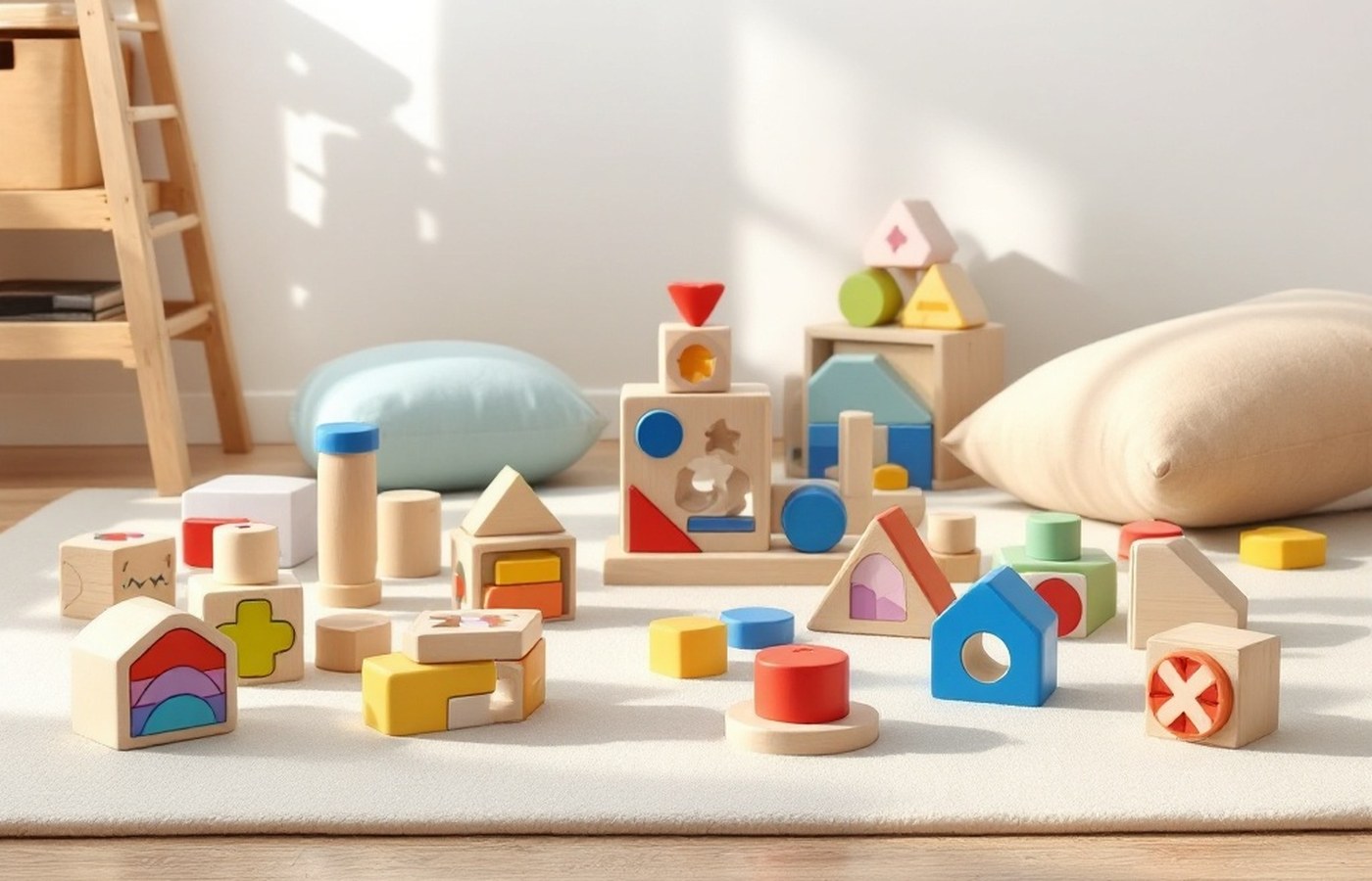 A quiet toddler in a playroom